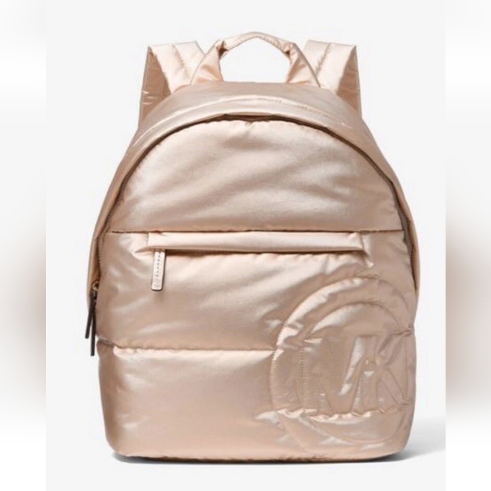 MICHAEL KORS Rae Medium Quilted Rose Gold Metallic Cotton Blend Backpack SEALED - Picture 2 of 9